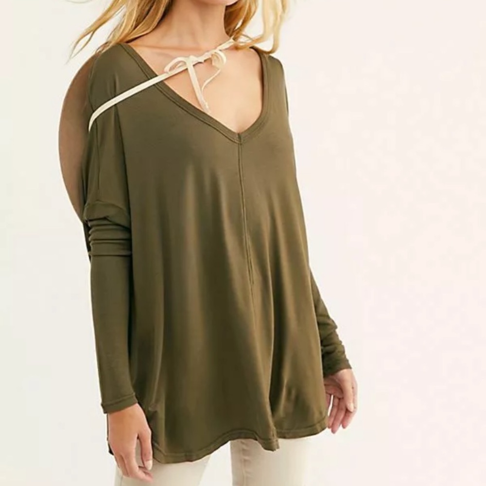 NWT Free People Moonshine Tunic Top Army Olive - Picture 2 of 8